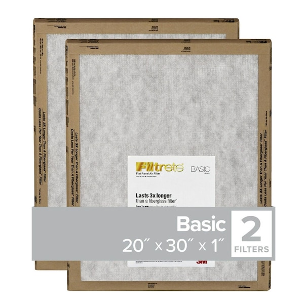 Filtrete Filtrete 20 in. W X 30 in. H X 1 in. D Synthetic 2 MERV Flat Panel Filter 2 pk FPL22-2PK-24 - main